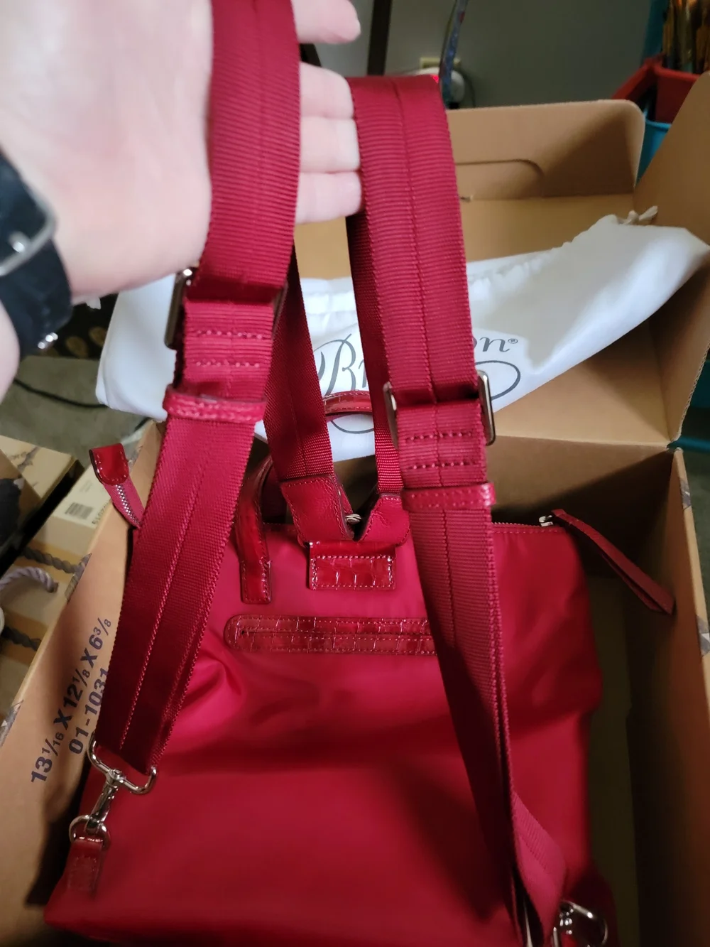 Brighton Red Heart Lock Satchel Backpack Cross Body